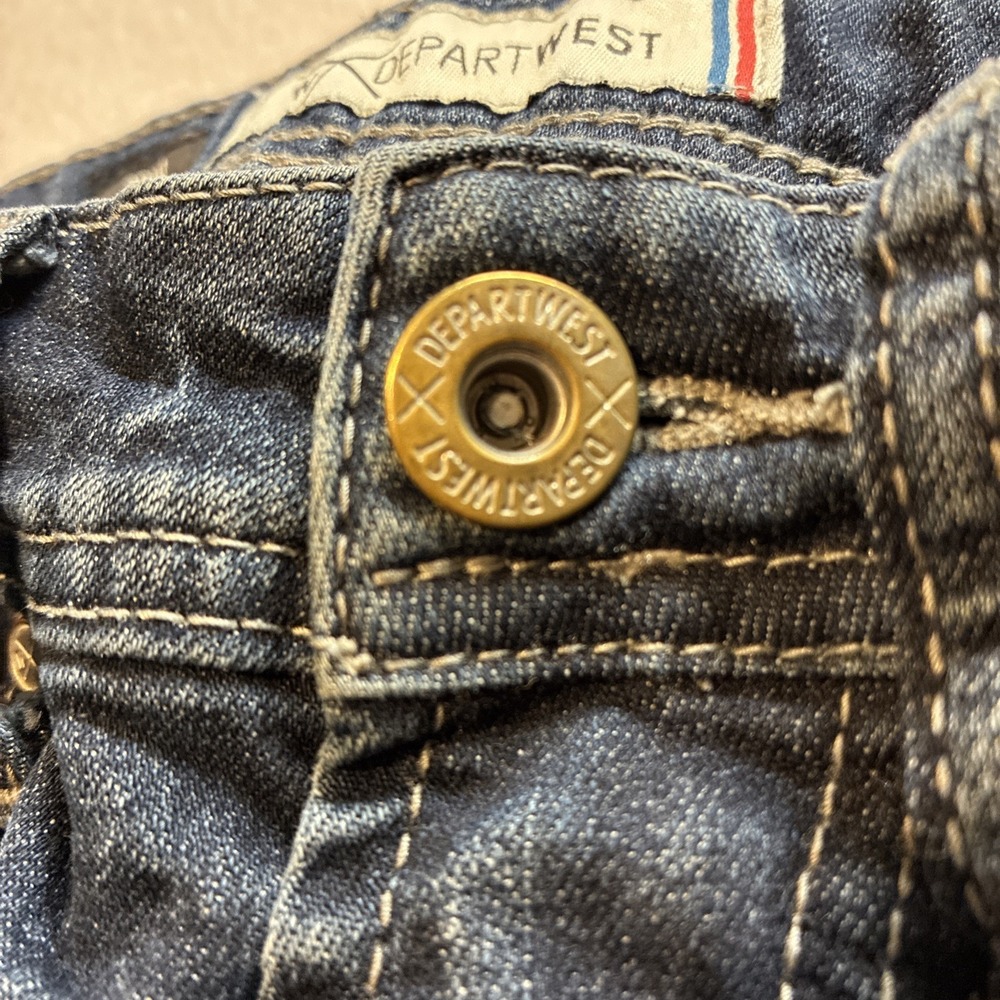 Departwest Trouper Distressed Jeans Mens Tag 30x32 (Fits 30x31) Denim Whiskered - Picture 13 of 13